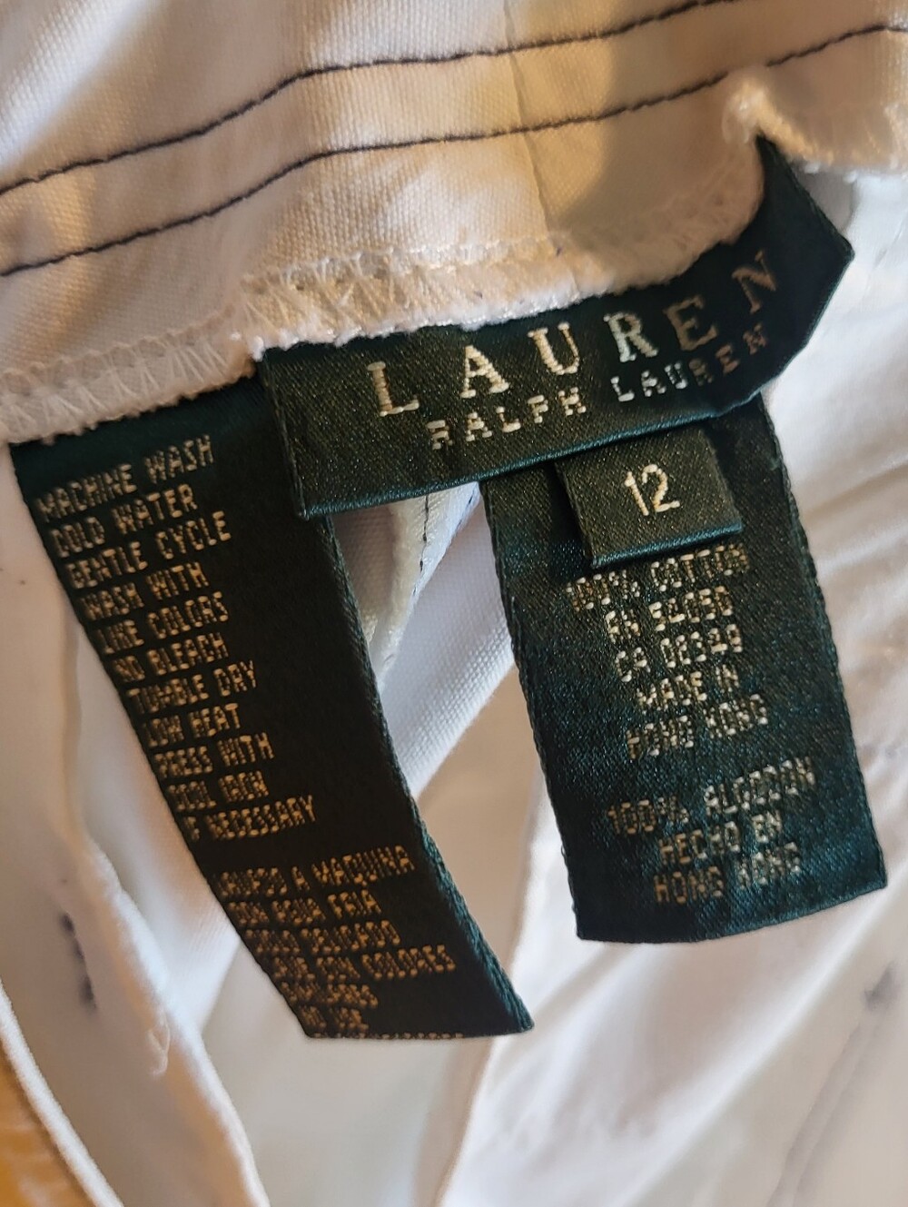 Ralph Lauren White Vintage Capris with Black Stitch Detailing Size 12 - Picture 6 of 12